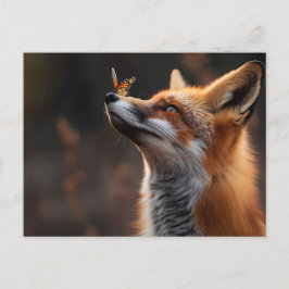 Schattigee vos met een vlinder op zijn neus briefkaart