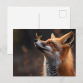 Schattigee vos met een vlinder op zijn neus feestdagenkaart (Voorkant / Achterkant)