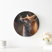 Schattigee vos met een vlinder op zijn neus grote klok (Huis)