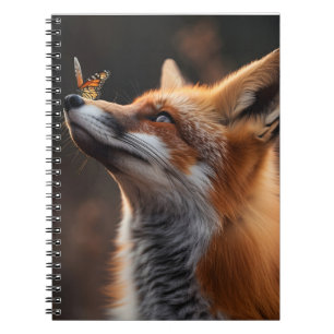Schattigee vos met een vlinder op zijn neus notitieboek