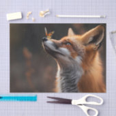 Schattigee vos met een vlinder op zijn neus tissuepapier (Craft)