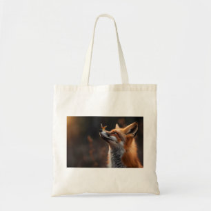 Schattigee vos met een vlinder op zijn neus tote bag