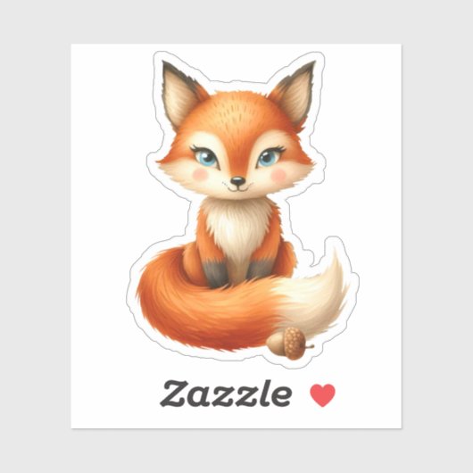 Schattigee vos met eikel sticker (Vel)