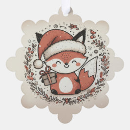Schattigee vos met kerstmuts Wrath Favoriet Tags Ornament Kaart