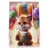 Schattigee vos omringd door kleurrijke ballonnen. medium cadeauzakje (Achterkant)