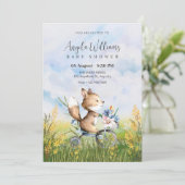 Schattigee vos op een baby shower kaart (Staand voorkant)