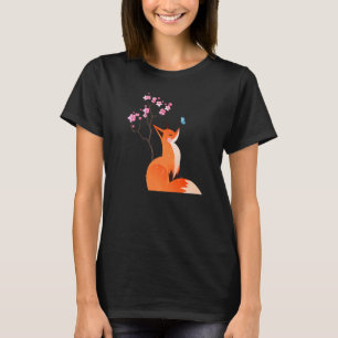 Schattigee vos Shirt japanse kersenbloem en vlinde