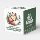 Schattigee vos slaapt in bladeren Baby shower Bedankdoosjes (Voorkant Zijde)