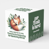 Schattigee vos slaapt in bladeren Baby shower Bedankdoosjes (Achterkant)