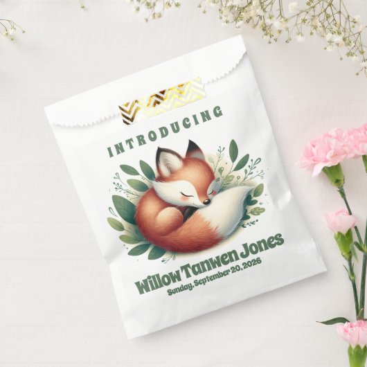 Schattigee vos slaapt in bladeren Baby shower Bedankzakje (Gezegeld)