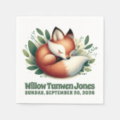 Schattigee vos slaapt in bladeren Baby shower Servet (Voorkant)