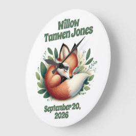 Schattigee vos slaapt in bladeren kwekerij grote klok