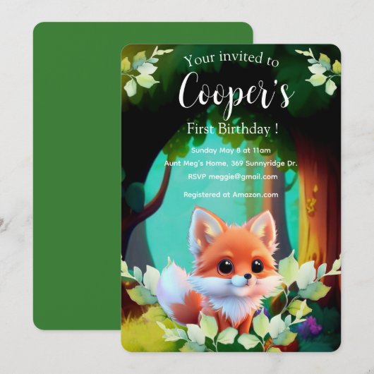 Schattigee vos tekenen boslanddieren bos vrienden (Voorkant / Achterkant)