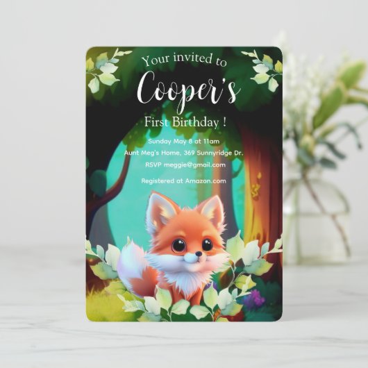 Schattigee vos tekenen boslanddieren bos vrienden (Staand voorkant)