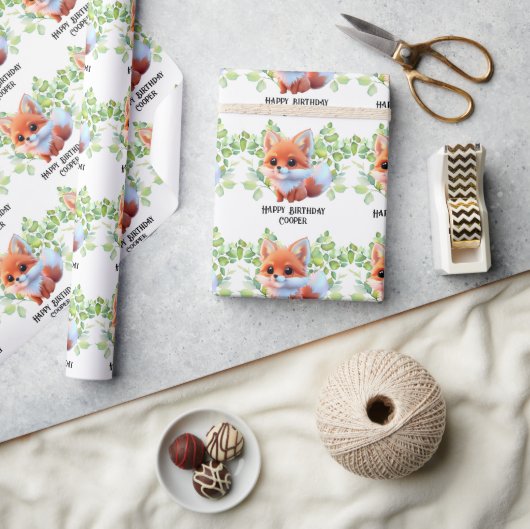 Schattigee vos tekenen boslanddieren bos vrienden cadeaupapier (Crafts)