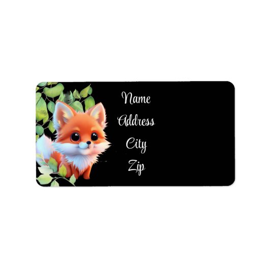 Schattigee vos tekenen boslanddieren bos vrienden etiket (Voorkant)