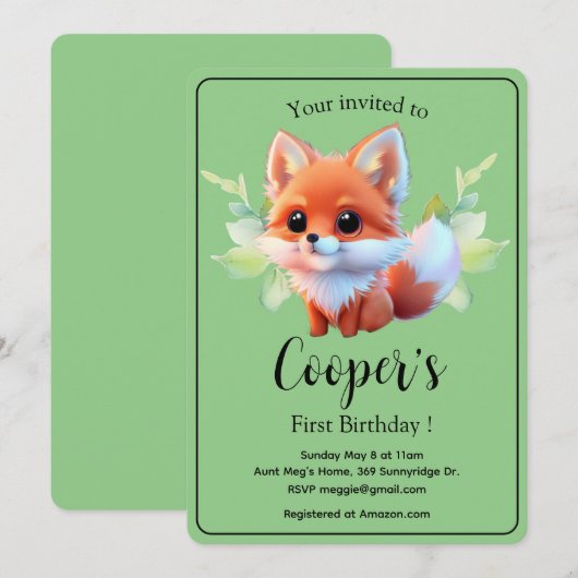 Schattigee vos tekenen boslanddieren bos vrienden kaart (Voorkant / Achterkant)