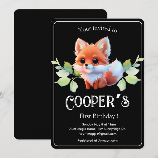 Schattigee vos tekenen boslanddieren bos vrienden kaart (Voorkant / Achterkant)