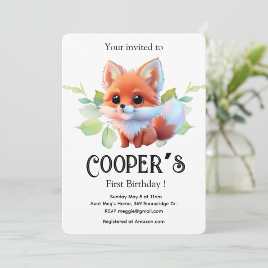 Schattigee vos tekenen boslanddieren bos vrienden kaart (Staand voorkant)