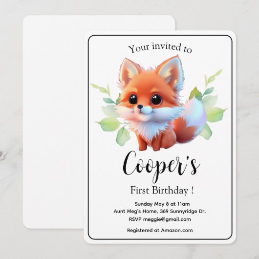 Schattigee vos tekenen boslanddieren bos vrienden kaart (Voorkant / Achterkant)