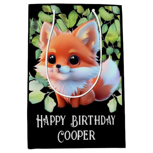 Schattigee vos tekenen boslanddieren bos vrienden medium cadeauzakje (Voorkant)