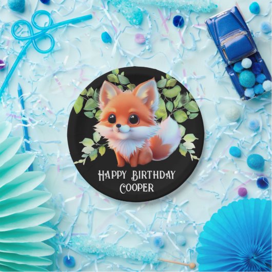 Schattigee vos tekenen boslanddieren bos vrienden papieren bordje (Feest)