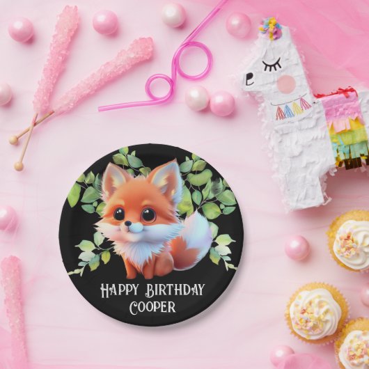 Schattigee vos tekenen boslanddieren bos vrienden papieren bordje (Feest)