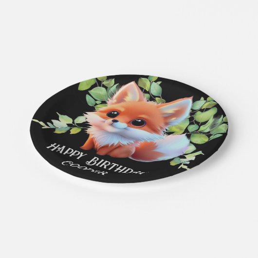 Schattigee vos tekenen boslanddieren bos vrienden papieren bordje (Gekanteld)