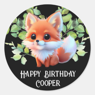 Schattigee vos tekenen boslanddieren bos vrienden ronde sticker