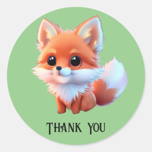 Schattigee vos tekenen boslanddieren bos vrienden ronde sticker (Voorkant)