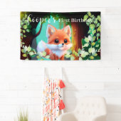 Schattigee vos tekenen boslanddieren bos vrienden spandoek (Insitu)