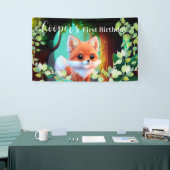 Schattigee vos tekenen boslanddieren bos vrienden spandoek (Beurs)