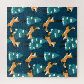 Schattigee vossen: charmante  naadloos legpuzzel (Horizontaal)