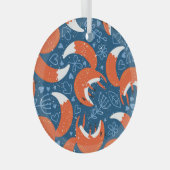 Schattigee vossen:  dierenpatroon glas ornament (Voorkant Rechts)