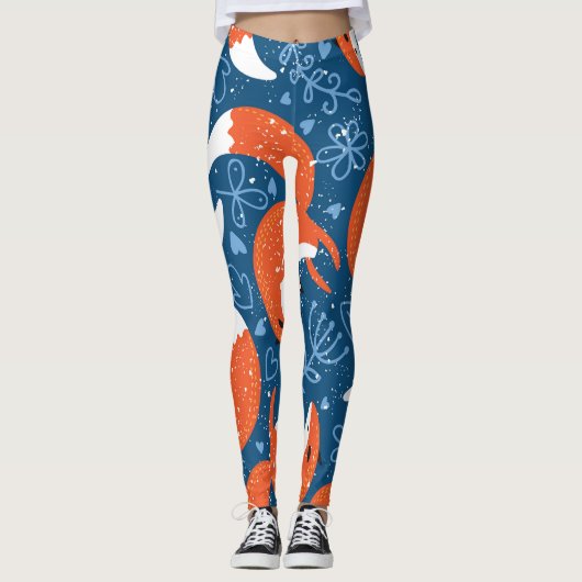 Schattigee vossen: dierenpatroon leggings (Voorkant)