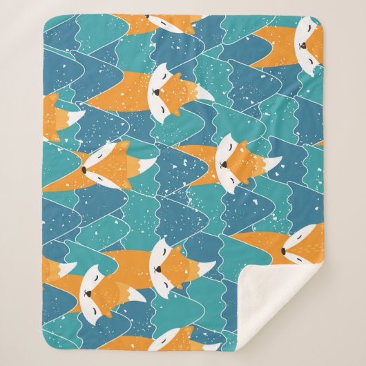 Schattigee vossen illustratie sherpa deken (Voorkant)