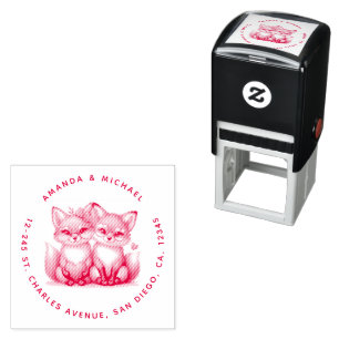 Schattigee vossen in de liefde adres  zelfinktende stempel