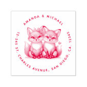 Schattigee vossen in de liefde adres  zelfinktende stempel (Design)