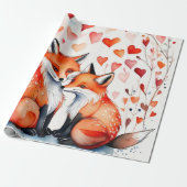 Schattigee vossen in liefde Wrapping Paper Cadeaupapier (Uitgerold)