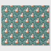 Schattigee vossen in Sinaasappel en groen Cadeaupapier (Vlak)