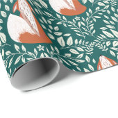 Schattigee vossen in Sinaasappel en groen Cadeaupapier (Rol Hoek)
