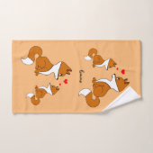 Schattigee vossen met hart, met de hand getekend handdoek (Handdoek)