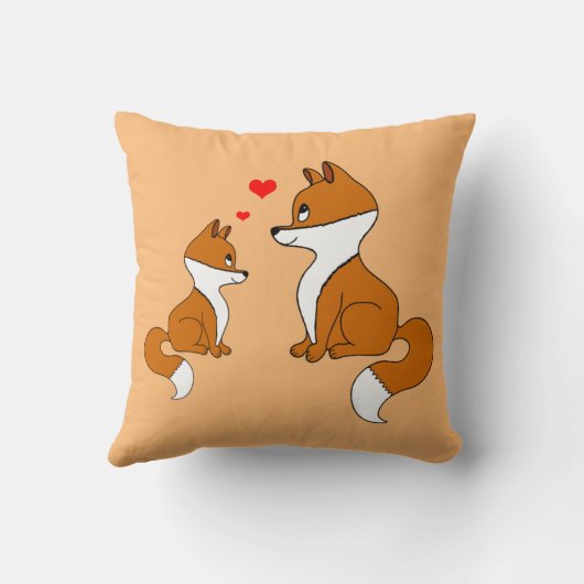 Schattigee vossen met hart, met de hand getekend kussen (Achterkant)