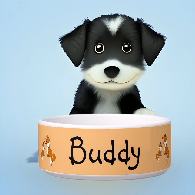 Schattigee vossen met hart, met de hand getekend voerbakje (Creator heeft geüpload)