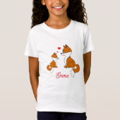 Schattigee vossen met hartjes, handgetekend, geper t-shirt (Voorkant)