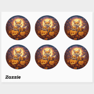 Schattigee vossen vieren vrolijke Halloween Ronde Sticker
