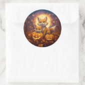 Schattigee vossen vieren vrolijke Halloween Ronde Sticker (Tas)