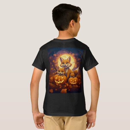 Schattigee vossen vieren vrolijke Halloween T-shirt (Achterkant volledig)