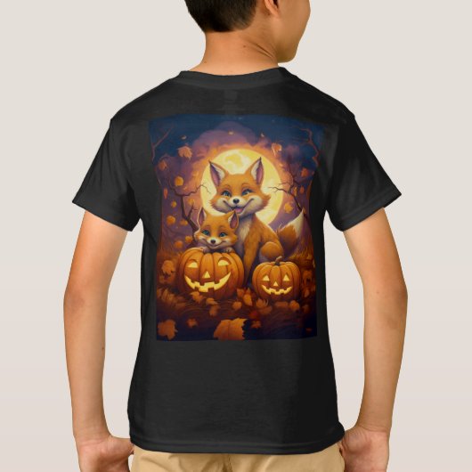 Schattigee vossen vieren vrolijke Halloween T-shirt (Achterkant)