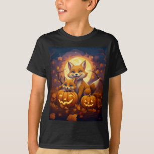 Schattigee vossen vieren vrolijke Halloween T-shirt